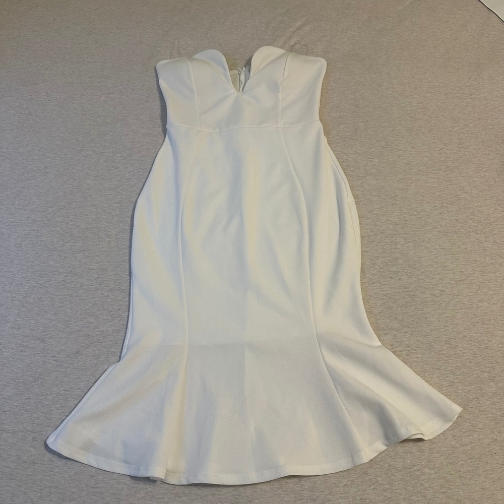 Cefian White Strapless Mermaid Midi Dress Sweetheart V-Neck Size S